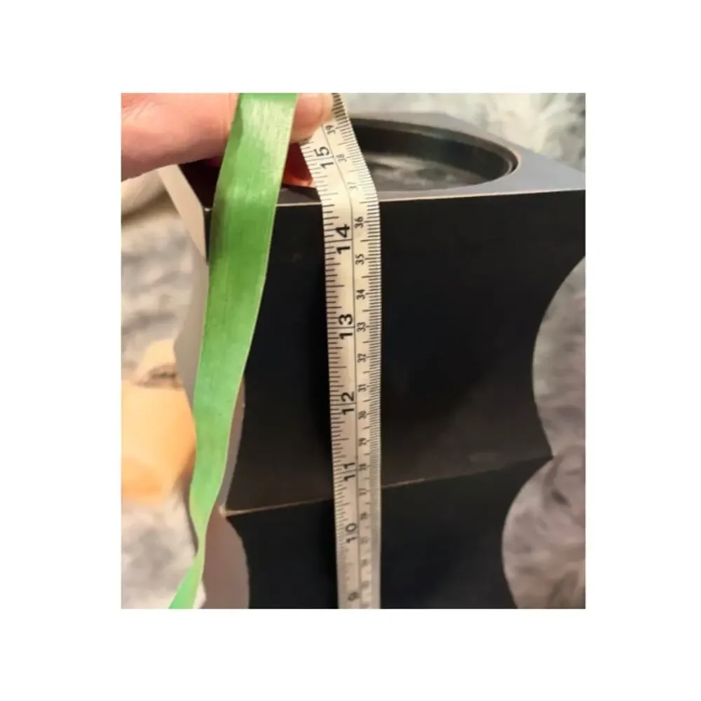 Black Sculptural Geometric Pillar Candle Holder Stand 14” Tall